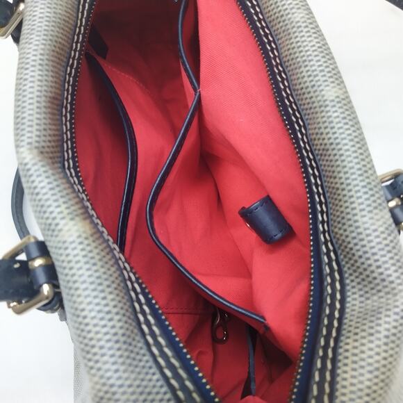 Dooney & Bourke Gray Coated Canvas Leather Trim Double Handle Zipper Satchel Bag - Picture 10 of 15